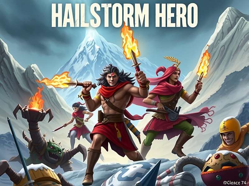Hailstorm Hero Cover Art featuring Indian storm warriors battling weather demons in the Himalayas